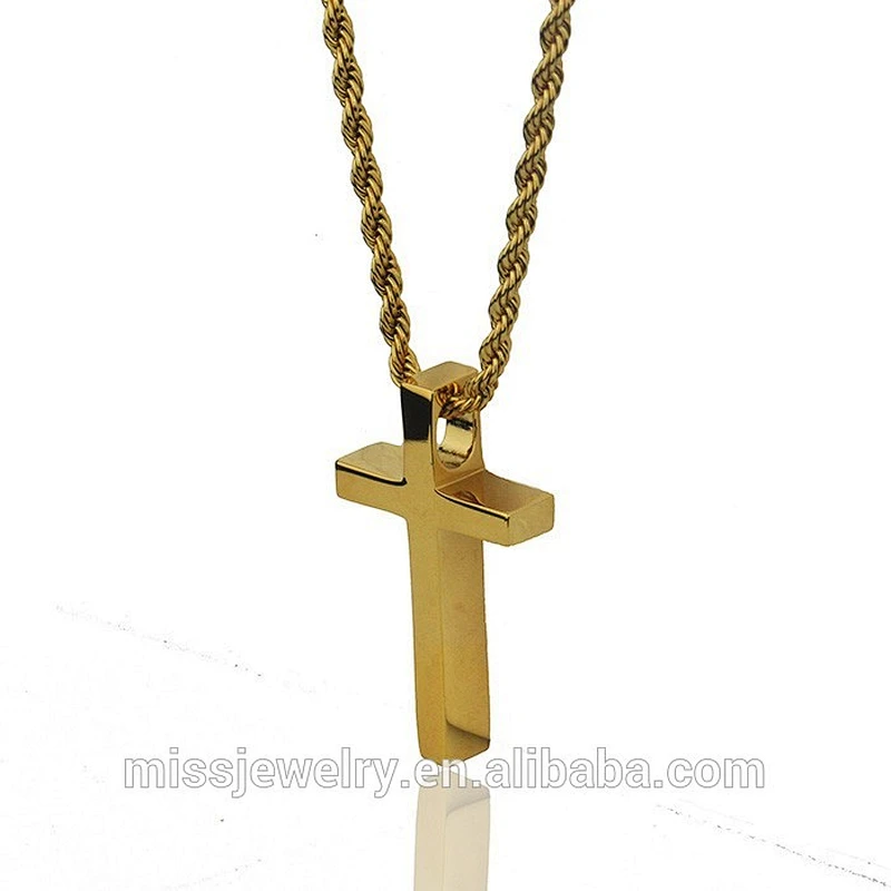 Hip hop simple design stainless steel gold cross pendant, saudi gold pendant MJHP129