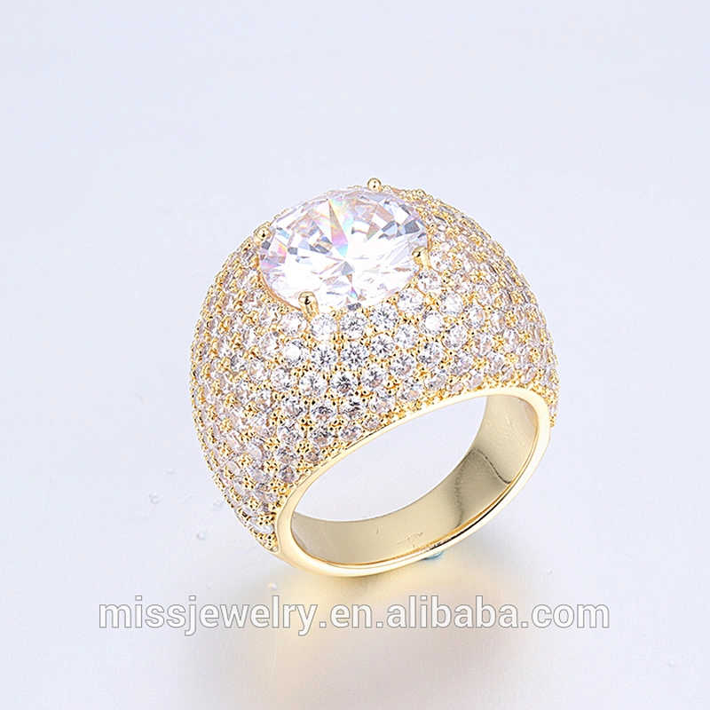 Miss Jewelry New Designer Iced Mens Brass Ring Gold Jewelry