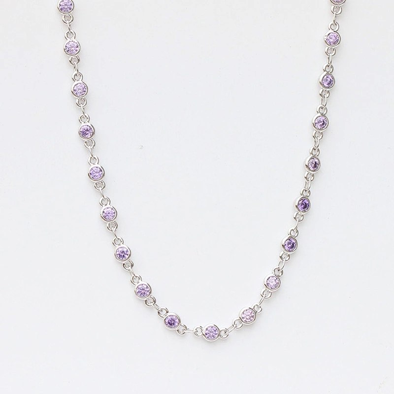 Cubic Zircon Beads Micro Pave CZ Gold Jewelry Necklace