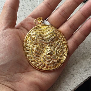 Miss Jewelry Factory Price Big Size18K Gold Plated Lab Diamond Lion Head coin Pendant