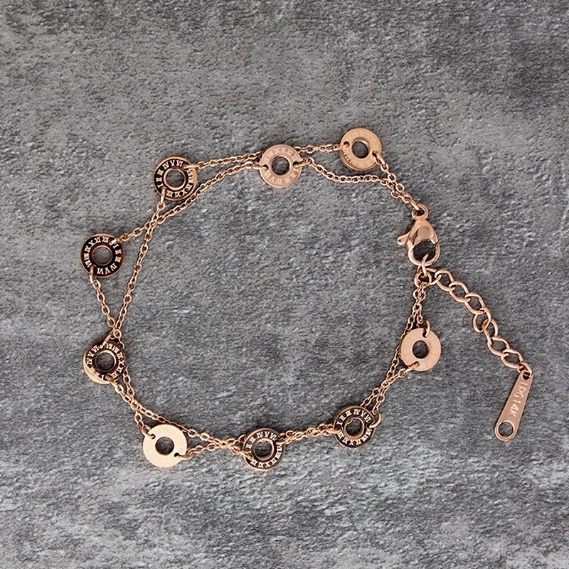 Miss Jewelry Cheap Fashion Jewelry Double Chain 18k Yellow Rose Gold Bracelet Design for Ladies