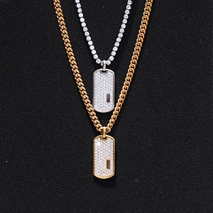 Missjewelry CZ Custom Hip Hip Diamond Dog Tag Mens Pendant
