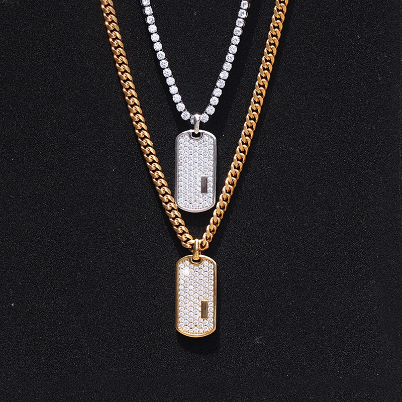 Missjewelry CZ Custom Hip Hip Diamond Dog Tag Mens Pendant