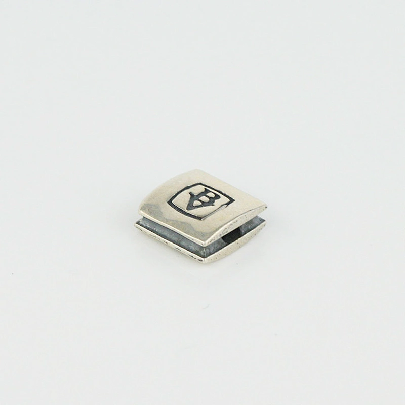 Custom Logo Engraved Metal Square Beads Stainless Steel