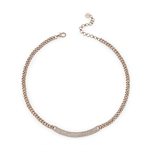 Custom curved id bar link stainless steel chokers for women