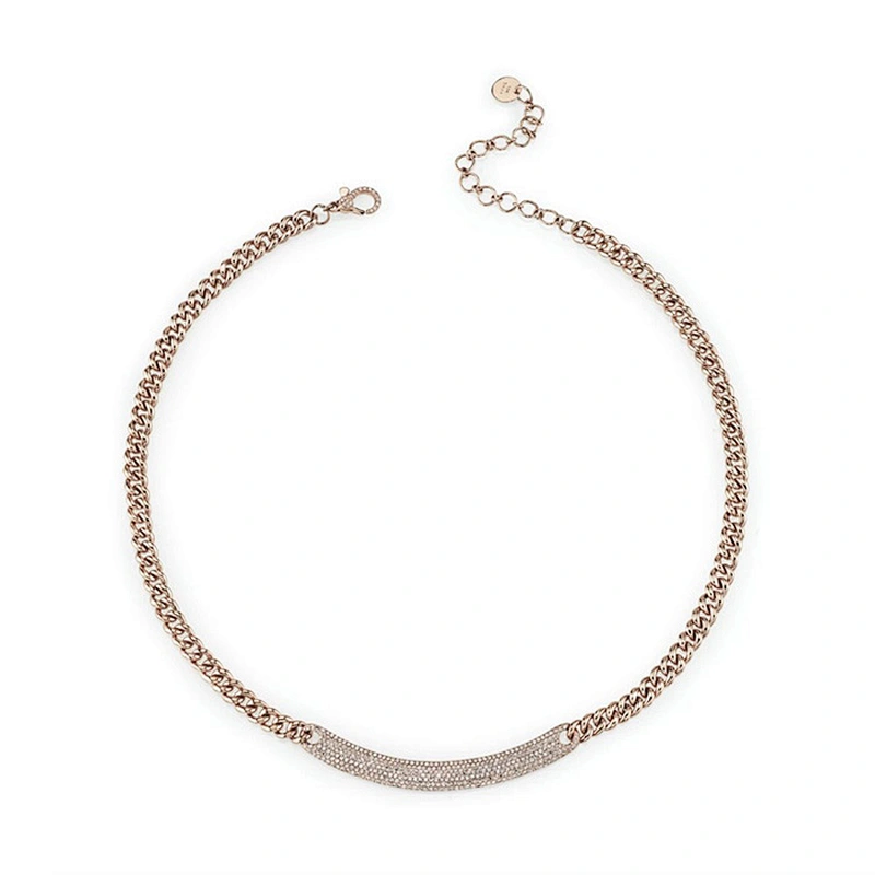 Custom curved id bar link stainless steel chokers for women
