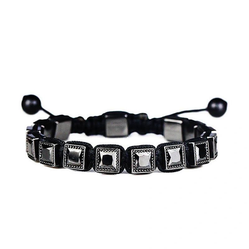 Men Woven Bead Bracelet, Square Bead Macrame Bracelet
