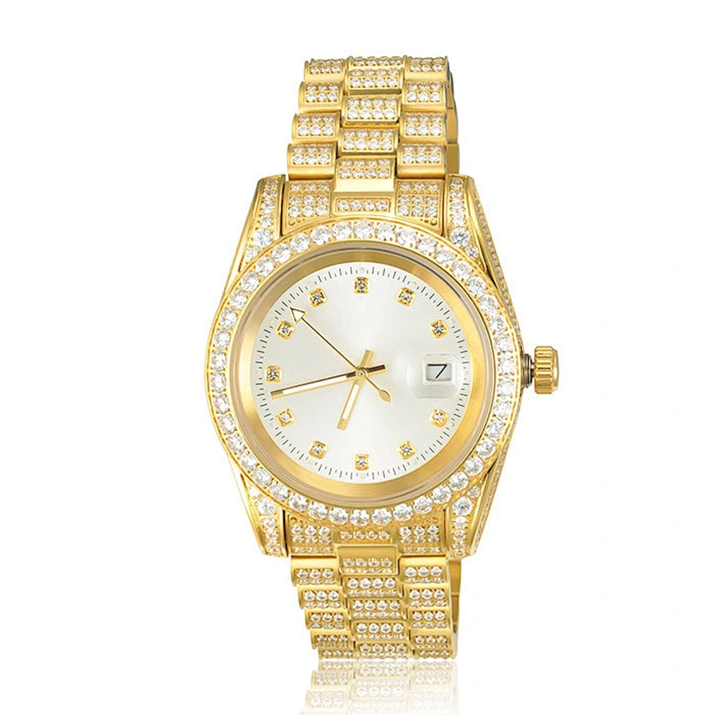 Trend Mens Hip Hop Full Diamond Watch Black Face Watch Strap Wristwatch Automatic Mechanical Watch Wrist