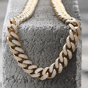 Missjewelry 14k 15mm Mens Iced Out CZ Cuban Link Chain