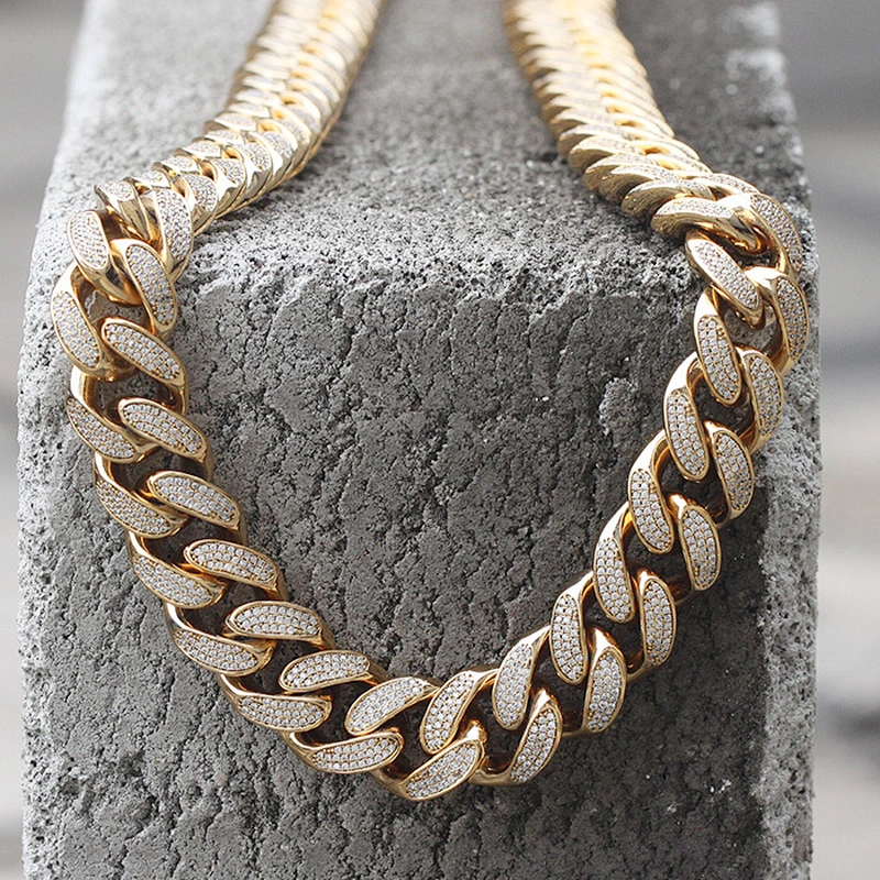 Missjewelry 14k 15mm Mens Iced Out CZ Cuban Link Chain