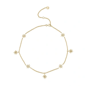 Miss Jewelry Gold Moon Star Dangle Drop Choker