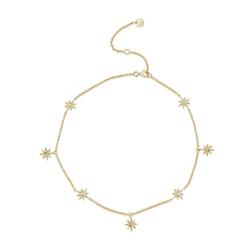 Miss Jewelry Gold Moon Star Dangle Drop Choker
