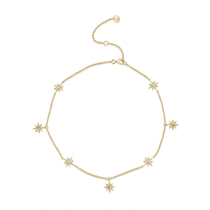 Miss Jewelry Gold Moon Star Dangle Drop Choker