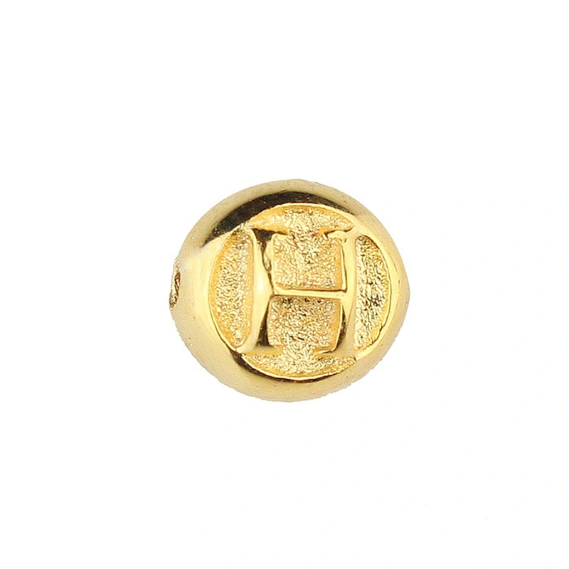 Wholesale 14k gold plated custom logo beads 8mm charm for bracelet making jewelry