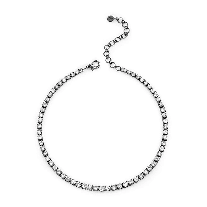 14k gold plated diamond choker tennis necklace for girls