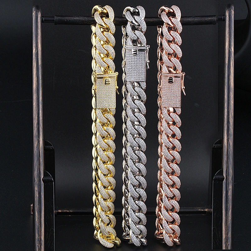 18mm 14k Gold CZ Cuban Link Chain Solid