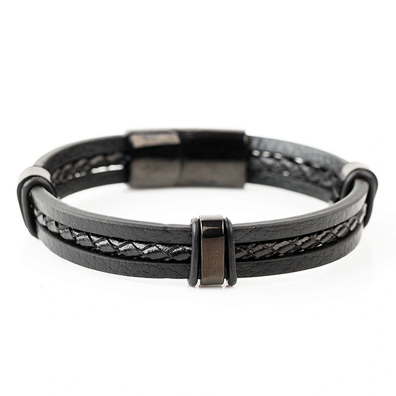 Stainless Steel  Bracelet with Genuine Leather Stingray