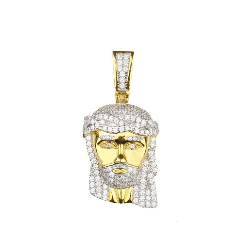 Stainless Steel Hip Hop Diamond Jesus head Pendant Gold Plated