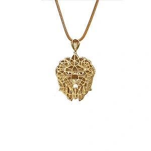 Designer Jewellery Men Gold Lion Head Pendant