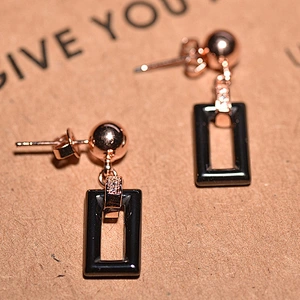 New model women square white ceramic earrings