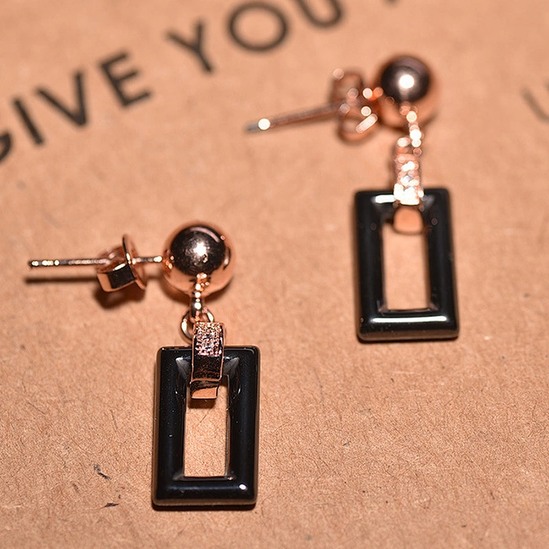 New model women square white ceramic earrings