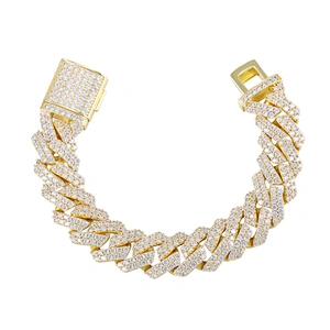 Wholesale Prong Cuban Link Necklaces Jewelry Men Filled Gold Plated Iced Out Chain