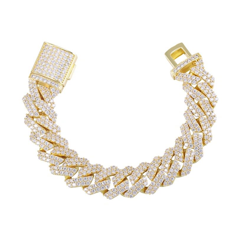 Wholesale Prong Cuban Link Necklaces Jewelry Men Filled Gold Plated Iced Out Chain