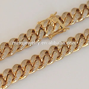Missjewelry 14k 15mm Mens Iced Out CZ Cuban Link Chain