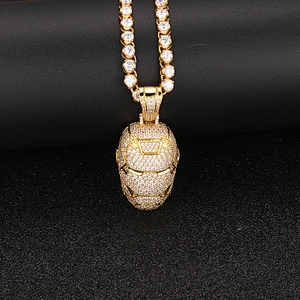 Missjewelry Hip Hop Jewelry Iced Out Custom Iron Man  Gold Plated Pendant