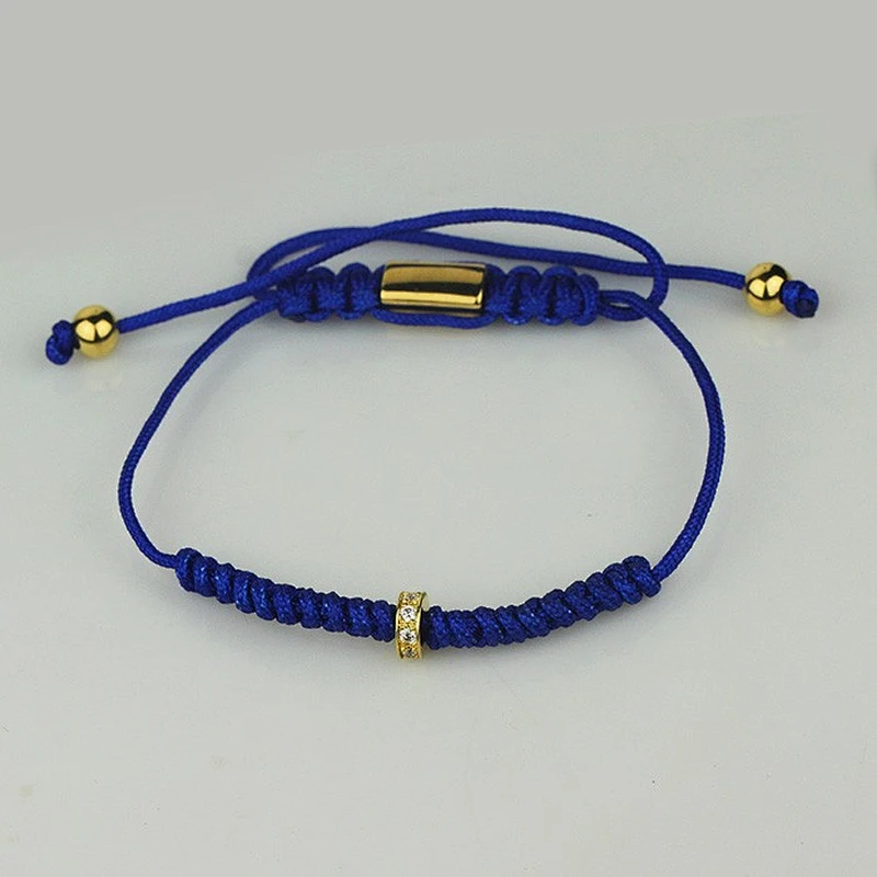 Logo custom braided beads charms bracelet with cord chains