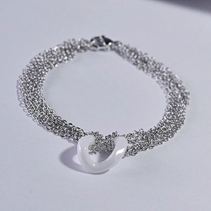 Designer fashion rose gold plated stainless steel women chain ceramic bracelet
