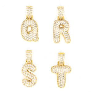 Miss Jewelry Zircon 925 Sterling Silver Bubble Letter Pendants