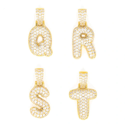 Miss Jewelry Zircon 925 Sterling Silver Bubble Letter Pendants