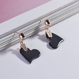 Custom paved diamond rose gold jewelry wedding women pottery earrings