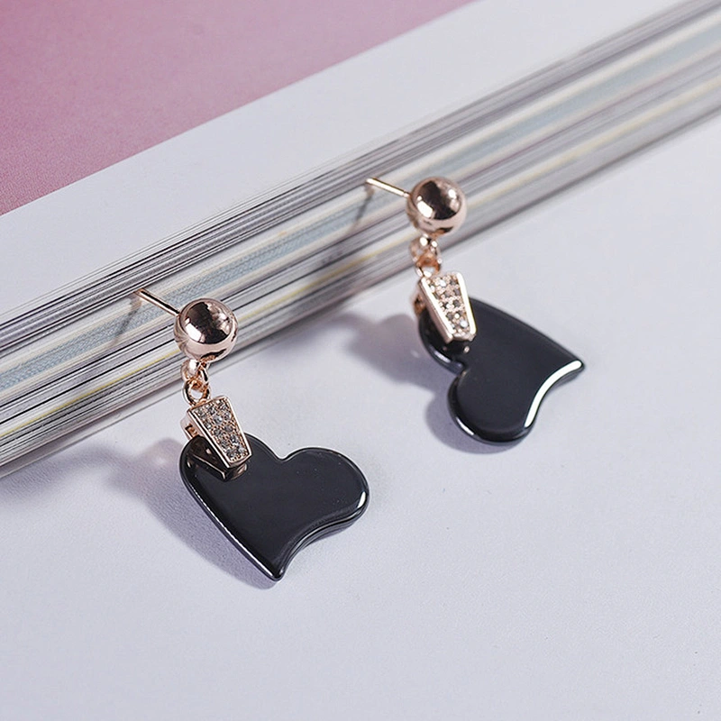 Custom paved diamond rose gold jewelry wedding women pottery earrings