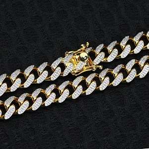 Hip Hop Jewelry 12mm Double CZ Cuban Mens Chain 2 Row