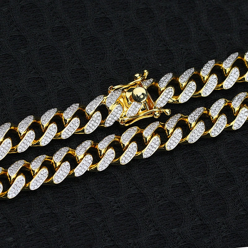 Hip Hop Jewelry 12mm Double CZ Cuban Mens Chain 2 Row