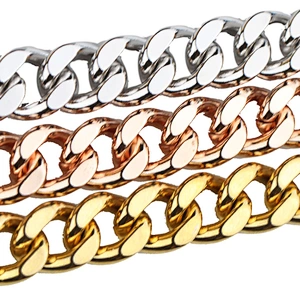 Miss Jewelry Stainless Steel Gold 18k Cuban Chain Necklace