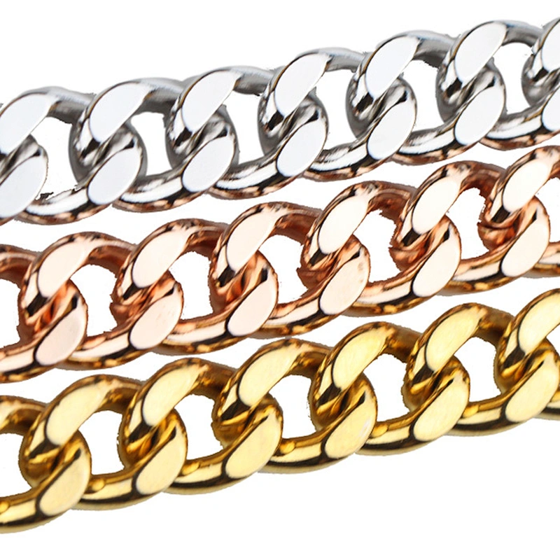 Miss Jewelry Stainless Steel Gold 18k Cuban Chain Necklace