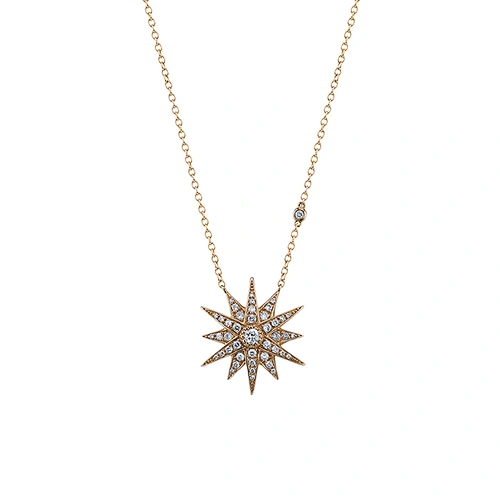 Miss Jewelry Cheap 925 Italy Silver Necklace Victorian Flat Starburst Necklace