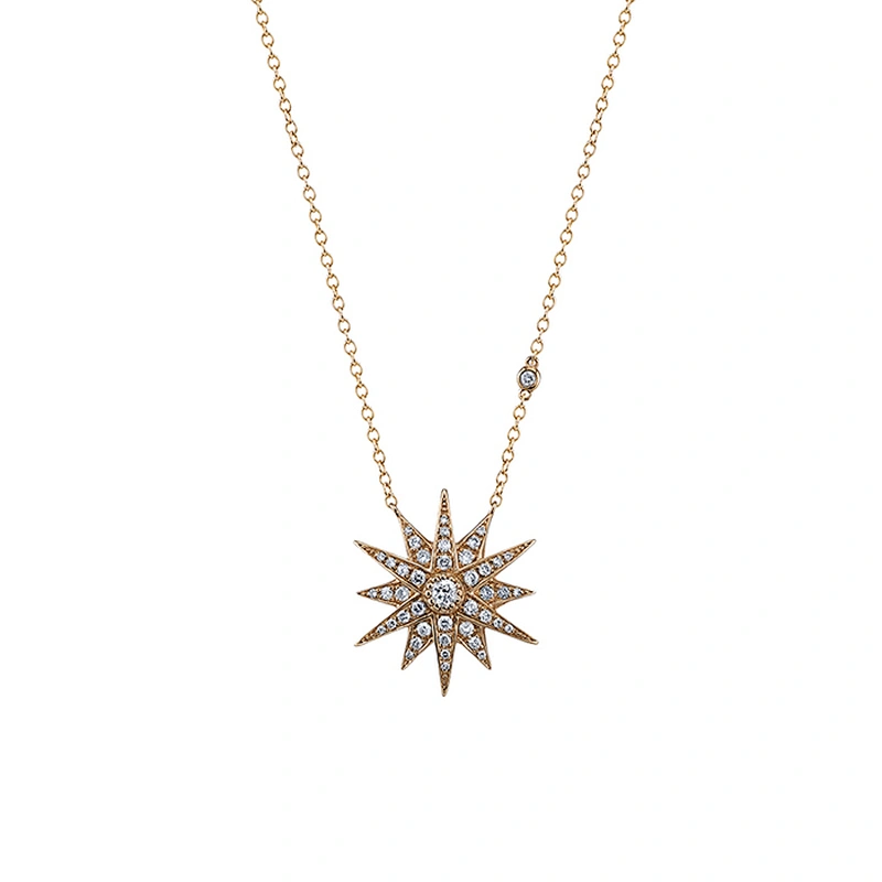 Miss Jewelry Cheap 925 Italy Silver Necklace Victorian Flat Starburst Necklace