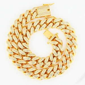 Miss Jewelry 18mm 18inch Fashion Hip Hop Gold Diamond Iced Out Necklace Chain Men