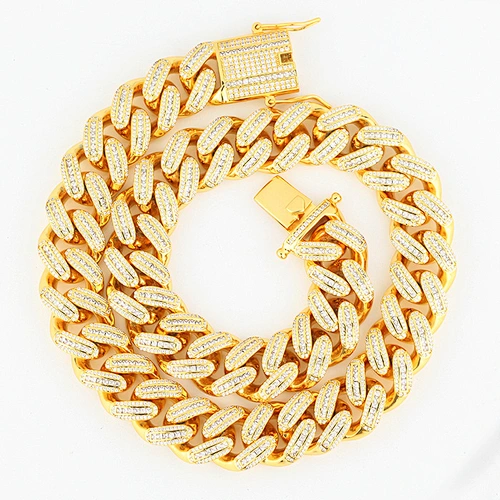 Miss Jewelry 18mm 18inch Fashion Hip Hop Gold Diamond Iced Out Necklace Chain Men