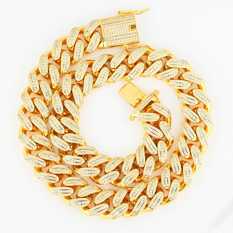 Miss Jewelry 18mm 18inch Fashion Hip Hop Gold Diamond Iced Out Necklace Chain Men