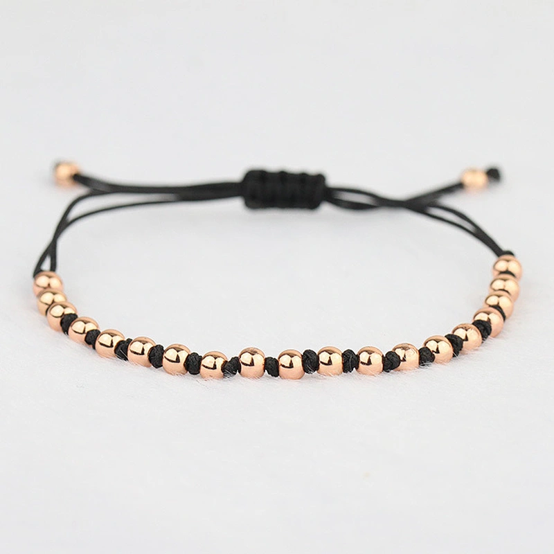 Fashion men brass/silver bead macrame bracelet wholesale
