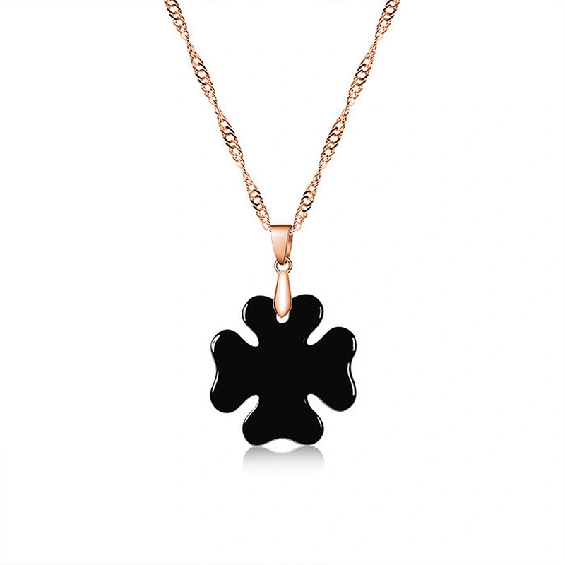 Four-leaf Flower Lucky fashion jewelry women black ceramic necklace