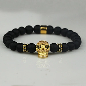 Missjewelry Private Label Chakra Gemstone Skull Charm Bead Bracelet