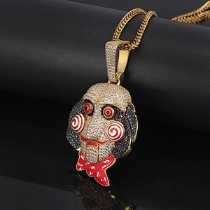 Missjewelry Hip Hop 925 Sterling Silver Men Clown Pendant Iced Out with Chain