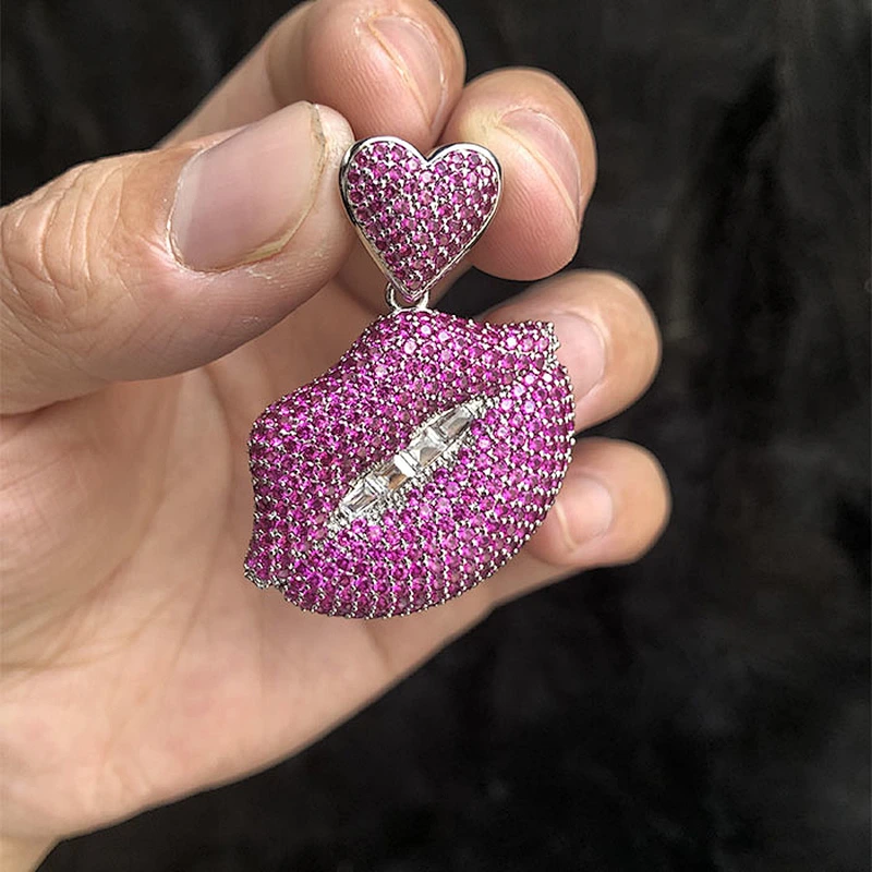 Wholesale Fine Gold Chain Lips Hiphop Urban Jewelry Diamond Pendant
