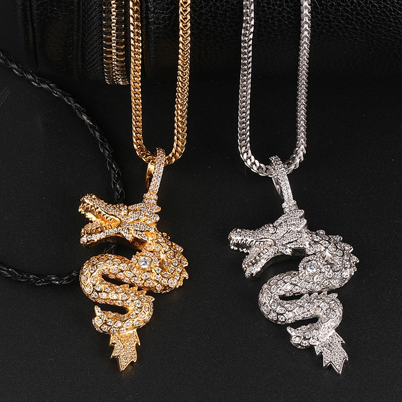 High Quality Mens Urban Jewelry Dragon 18k Gold Hip Hop Pendant